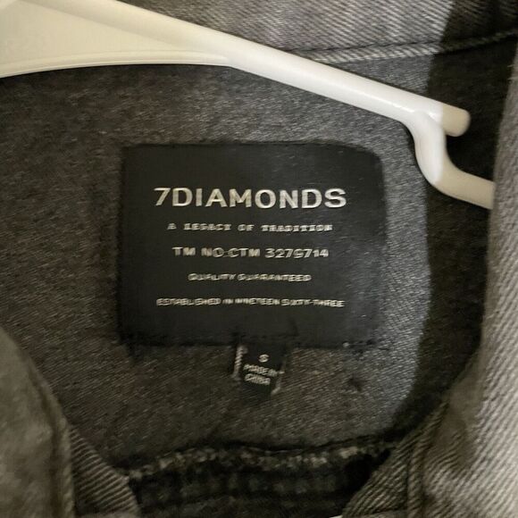 7 Diamonds Men’s Mac Denim Jacket Trucker Charcoal Jean Size Small Button Front - Picture 8 of 9